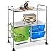 Giantex Rolling Storage Cart w/ 4 Drawers 2 Shelves Metal Rack Shelf Home Office School Beauty Salon Utility Organizer Cart with Wheels (Blue & Green)