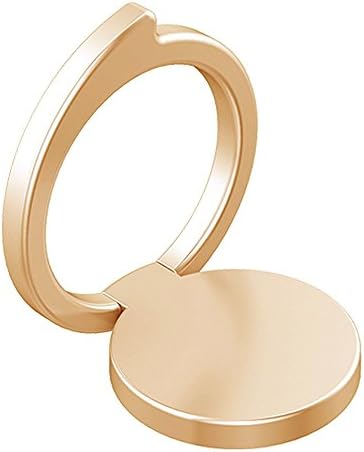 Stylish Universal Mobile Cell Phone Finger Ring Loop Stand Holder Zinc Alloy Metal Grip Kickstand for iPhone Galaxy Samsung Nokia Smartphones Attachable to Car Mount Magnet 360 degree Rotation (gold)