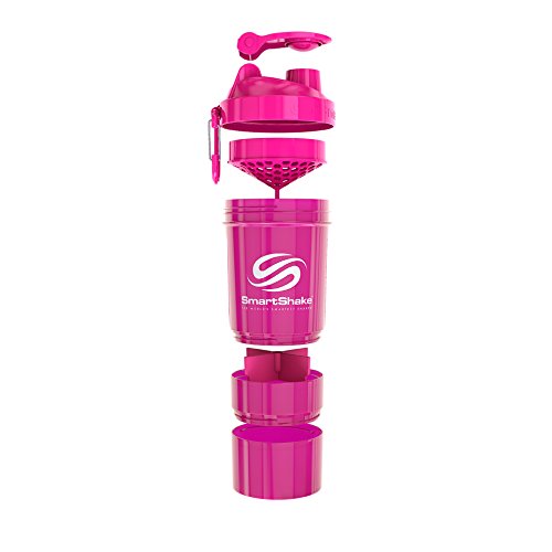 SmartShake Original 2GO Bottle, 20 oz Shaker Cup, Neon Pink