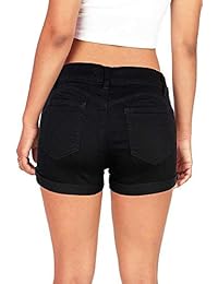 Cera pantalones cortos de jean juveniles de tiro medio perfecto para dama