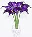 simpleyourstyle Calla Lily Artificial Flower 20pcs No Vase Bridal Wedding Bouquet 20 Head Latex Real Touch Flower Bouquets (Purple)