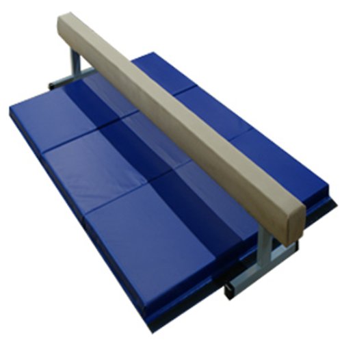 The Beam Store Tan Suede Balance Beam and Blue Mat Combo (18-Inch High 8-Foot Long)