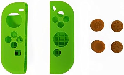 Indigo 7 - “Legendary Hero” Themed Nintendo Switch Joy-Con Deluxe Controller Customization Protector Bundle Kit, Green/Brown