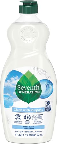 SEVENTH GENERATION DISH LIQUID SOAP FREE & CLEAR LIQUID SOAP DISHWASHING SOAP DISH SOAP FOR SENSITIVE SKIN 19 OZ