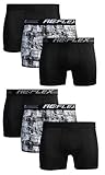 Re:Flex Men\'s Active Performance Boxer Briefs Underwear (6 Pack) (Medium, Black/Silver)'