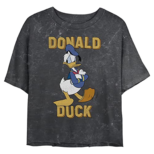 Disney Junior's Donald Duck Short Sleeve Crop T-Shirt, Black, XX-Large at Amazon