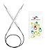 Knitter's Pride Bundle: Nova Cubics Platina Circular 40-inch (100cm) Knitting Needles Size 4 (3.5mm) with 10 Artsiga Crafts Stitch Markers 320265