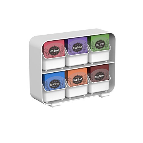 Mind Reader 6 Drawer Tea Bag Holder and Organizer, White