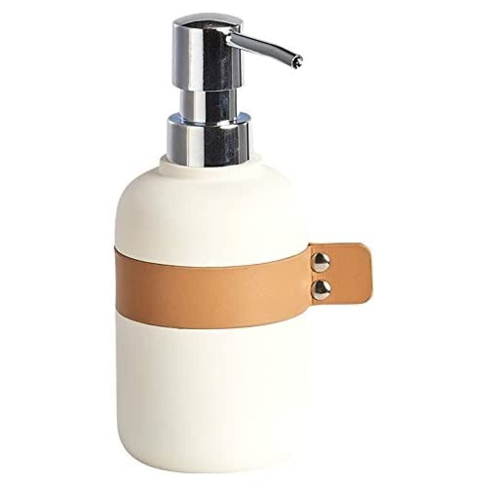 Zeller 18880 Soap Dispenser Polyresin/Faux Leather Cream Diameter 7.6 x 18.5 cm