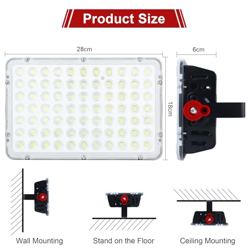CREATESTAR LED Flood Light Outdoor 200W 2 Pack, 20000LM LED Work Light 6500K cool white floodlight IP66 waterproof spotlights, Security Light for warehouse, garden, garage, sports field, yard
