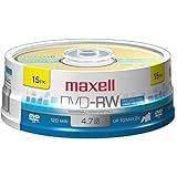 Maxell 635117 Rewritable Recording Format 4.7Gb DVD-RW Disc Playback on DVD Drive or Player and Archive High Capacity Files