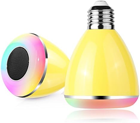 Smart Bulb Speaker,Likisme Smart Bluetooth Wireless Multicolored LED Light Bulb with Speaker, for Apple iPhone, iPad and Android Phones(YELLOW)