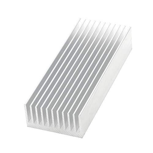 Senmod 4pcs Sliver Tone Aluminum Chipset Heatsink, 100x40x20mm Heat Sink Cooling Fin for High Power Amplifier Transistor Semiconductor