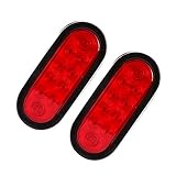 CZC AUTO 6'' LED Waterproof Oval Red Trailer Lights Rear Stop Turn Signal Parking Tail Brake Lights for Boat Trailer Truck RV (Red, 2 Pack)