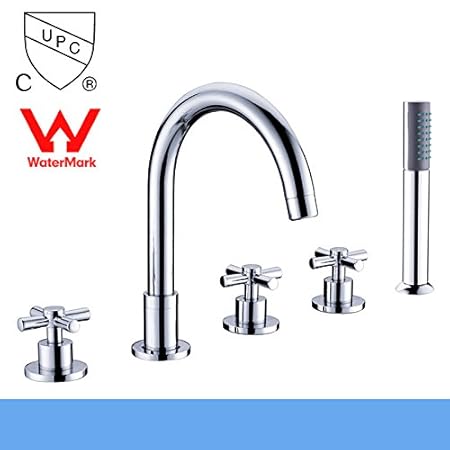 Yanksmart Upc Luxry Chrome Finished 5 Pcs Gooseneck Bathtub Basin