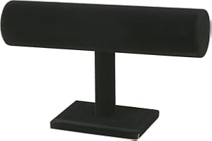 CABAX Velvet Wood One Tier Bracelet Bangle Hovering T-Bar Bracelet Holder Necklace Jewelry Display Stand for Malls Home Organ