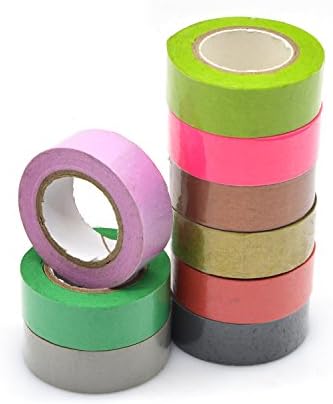 EzSos Washi Sticker Paper, Rainbow Roll DIY Sticky, Self Adhesive Masking Tape for Scrapbooking Decorative Scrapbook Tape Gift, 9 Pcs/Pack