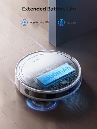 Vyzzle Robot Vacuum 8000Pa Strong Suction, LiDAR Navigation, 8.3cm Ultra Thin Robot Vacuum Cleaner with Mop, App/Alexa Control, Robotic Vacuums for Pet Hair, Hard Floors, Carpets, D10 (White)