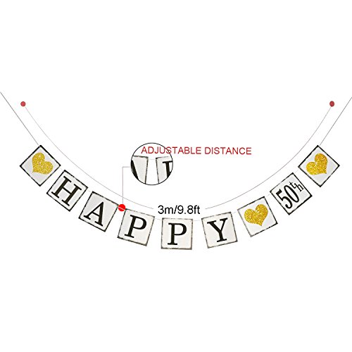 Vintage Happy 50th Birthday Banner 50th Wedding Anniversary
