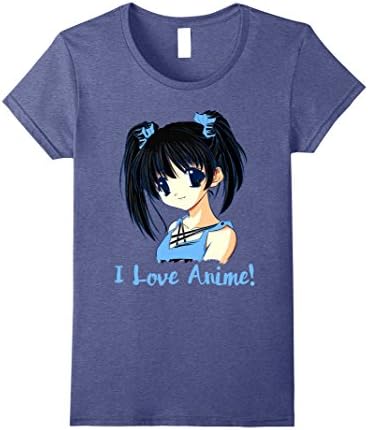 Womens I Love Anime! Anime Girl T-Shirt XL Heather Blue