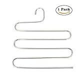 Larnn S-shape Stainless Steel Hanger with 5 Layers storage rack for Clothes (1 pack)