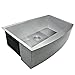 Perfetto Kitchen and Bath Handmade Kitchen Sink Stainless Steel Apron Undermount Single Basin w/Dish Grid & Drain Kit (33 Inch x 20 Inch)
