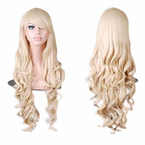 DEESEE Women Lady Long Wavy Curly Hair Anime Cosplay Party Full Wigs