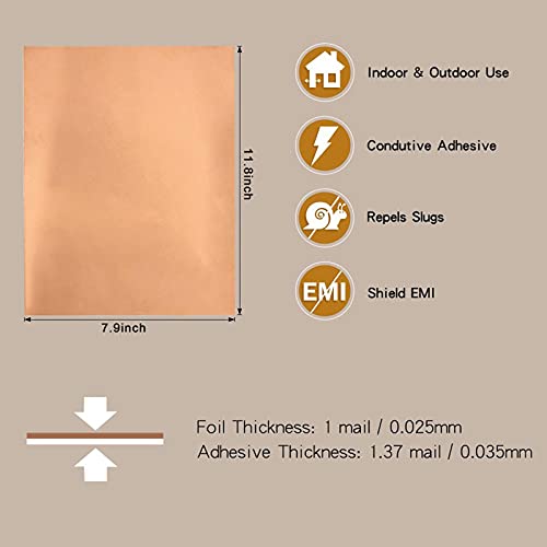 10 Pieces Copper Foil Tape with Conductive Adhesive Copper Sheets for
