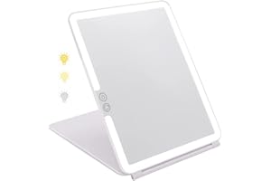 Flymiro Makeup Mirror Vanity Mirror with Lights, Lighted Makeup Mirror, with Touch Control, 3 Color Lighting, 1800 mAh USB Rechargeable,Portable Travel LED Makeup Mirror