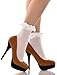 Opaque Ankle High Socks With Ruffled Lace