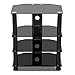 Yaheetech 4 Tier Component Media Stand Audio Video Rack Entertainment Center with Cable Management Storage for Xbox Playstation Speakers Cable Boxes Black Glass Desktop 110Lb Capacity