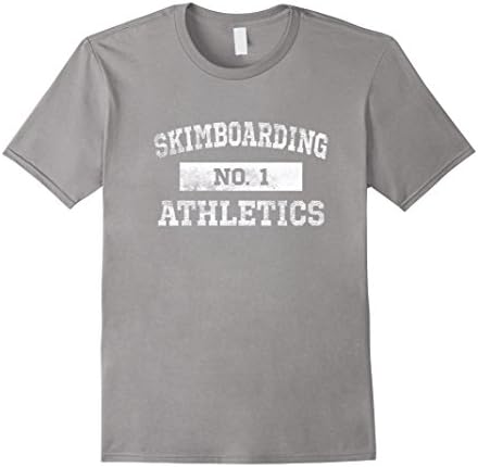 Mens Skimboarding Athletics T Shirt No. 1 Distressed Medium Slate