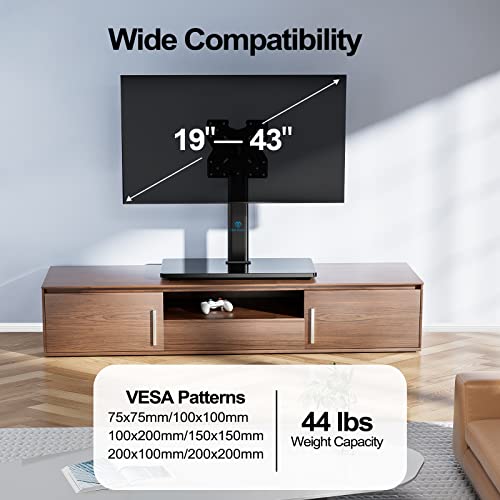 PERLESMITH Swivel Universal TV Stand/Base, Table Top TV Stand for 1950 inch LCD LED TVs/Monitor