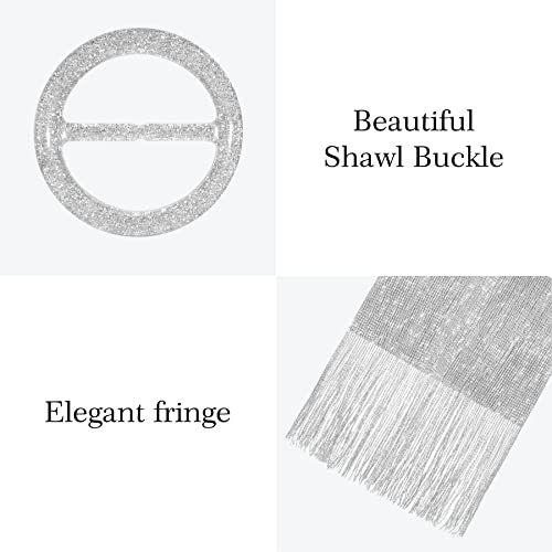 Rheane Silver Shawls and Wraps for Evening Dresses Shawls and Wraps for Weddings Silver Shawls and Wraps for Evening Dresses Wedding Shawl Fall (Silver with Silver Glitter)