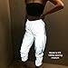 PINK ELEPHANT Womens Reflective Jogger Pants Bright Hip Hop Dance High Visibility Night Silver for Safety Cycling Jogging