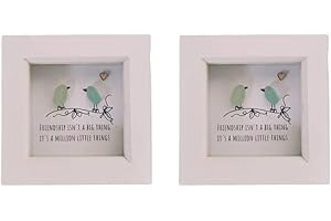 FCVJHU Dotmalls Coastal Love Notes,Friend Gift,Sea Glass Art,Best Friend Gift,Sea Glass Birds,Sea Glass Rainbow Birds,Sea Glass Art Framed,Handmade Sea Glass Artwork,Mini Sea Glass Frame Decor Gift (Color :