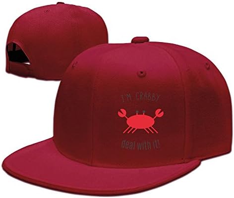 CaCaJessica Mens I'm Crabby Deal With It Fashion Travel Red Cap Hat Adjustable Snapback