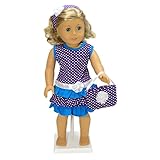 PammyJ Doll Clothes Purple Polka Dot and Blue Dress 3 Pc Set -- Fits All 18" Dolls and American Girl Doll
