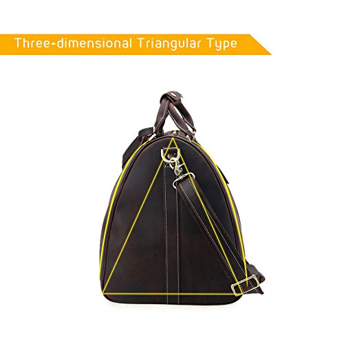 BAIGIO Vintage Leather Travel Duffle 17 Inch Weekend Bag Gym Bags Carry On Duffel Tote Luggage for Men (Dark Brown)