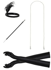 JustinCostume 1920s Accessories Headband Necklace Gloves Cigarette Holder (AH)