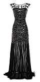 gastbypty Women's 1920s Black Sequin Gatsby Maxi Long Evening Prom Dress