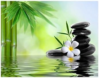 Zen Garden Jasmine Flower Relaxation Green Bamboos Collage Poster Paper Print Wall Art Living Room Home Office Decor 14 x 11 inches
