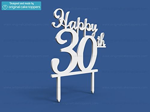 Original Cake Toppers Happy 30th - White