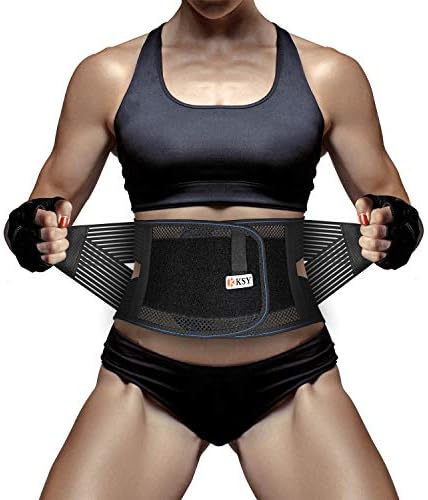 Stabilizing Lumbar Lower Back Brace and Support Belt with Dual Adjustable Straps and Breathable Mesh Panels (M)