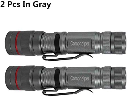 Pack of 2, Mini Aluminum LED Flashlight with Clip, 3 Light Modes, Ultra Bright, Water Resistant Handheld Flashlight Keychain Flashlight for Hiking, Camping, Fishing and Indoor Outdoor Use(Grey)
