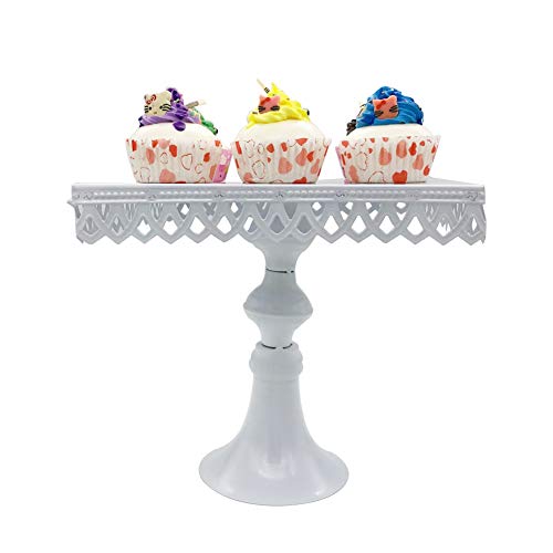 Set of 3 Square Cake Stand Metal Cupcake Holder for Wedding Baby Shower Birthday Party Cake Dessert Candy Bar Display White - Thumbnail 3