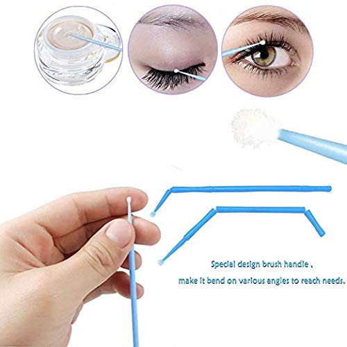 birl019 400 PCS Micro Brush for Eyelash Extension Glue Supplies, 4 Sizes Lint Disposable Micro brush Micro Fiber Wands with Portable Mirror Set for Lash Tinting, Microfiber Tip Swab Brushes Applicator