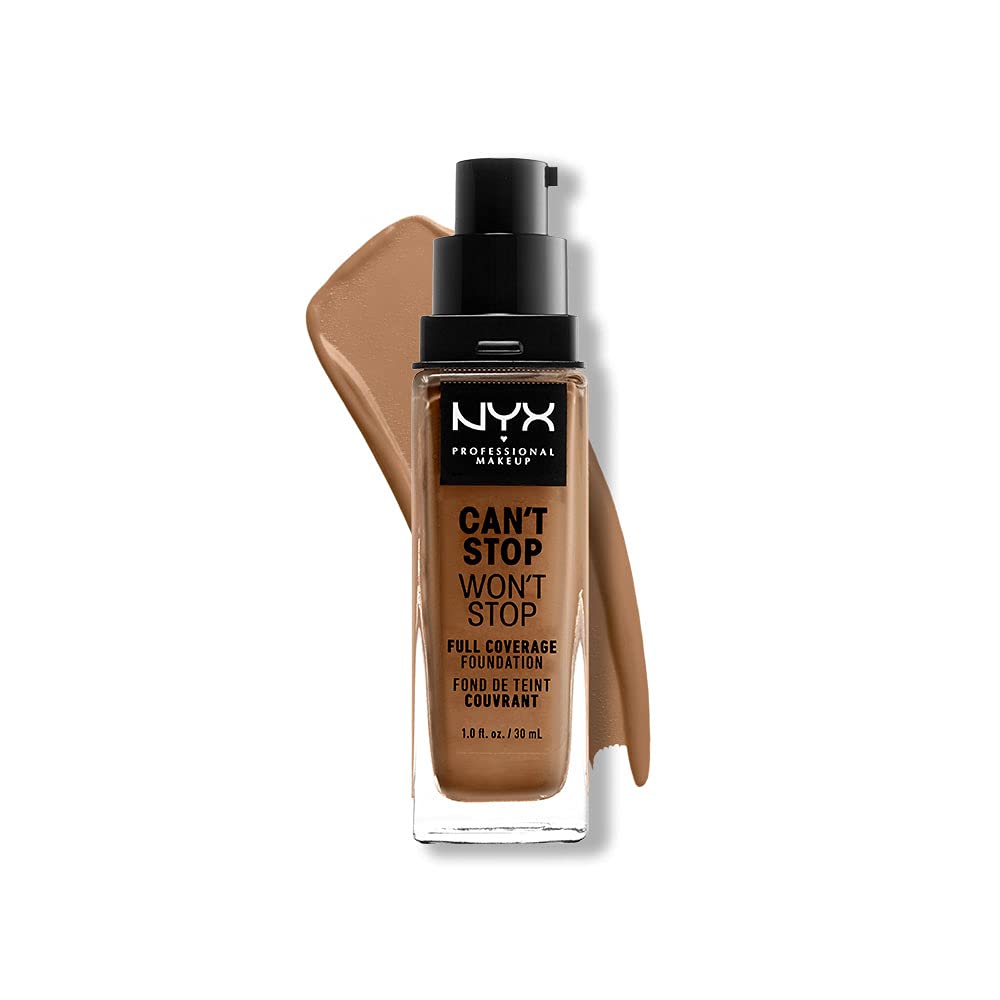 NYX Professional Makeup Can't Stop Won't Stop Full Coverage Foundation, Long Lasting, Waterproof, Vegan Formula, Matte Finish, Shade: Warm honey