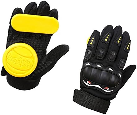 YOGOGO Skateboard Protective Gloves Standard Adult Longboard Downhill Slide Gloves Skate Gloves for Skate Skateboard Roller Skating (Yellow)