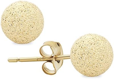 14K Yellow Gold StarDust Ball Stud Earrings 4, 5, 6, 7, 8, 9, 10 MM